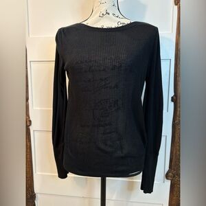 14th & Union Sheer Black Long Sleeve Top Size Small Lightweight Blouse No Style